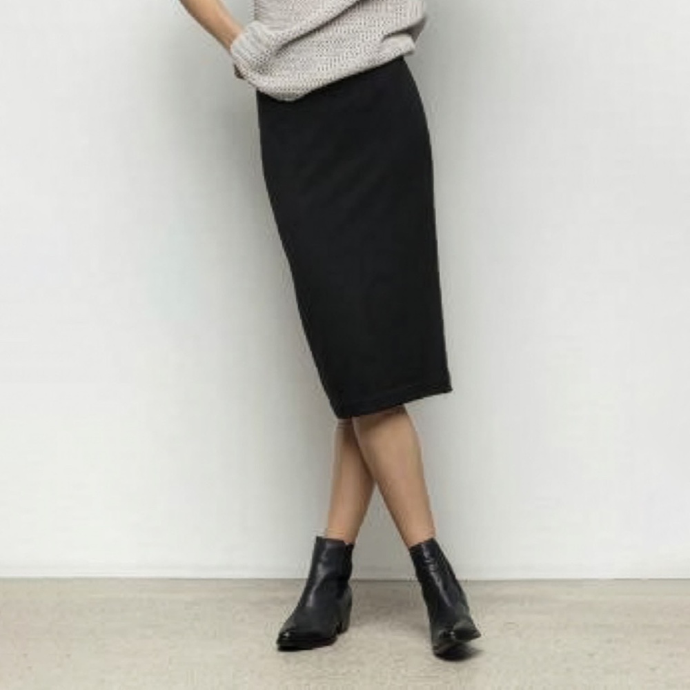 vintage agnès b. black satin pencil skirt